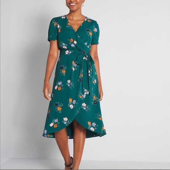 ModCloth teal tea dress with scalloped hem NWT 1X - Picture 1 of 7